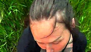 deep throating pov blowjob in outdoor field