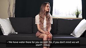 Cute Shy Tiny Teen Helen Ondine Strips Nude for First Time Hardcore