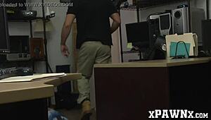 Little redhead temptress bangs for cash in pawnshop! 😲