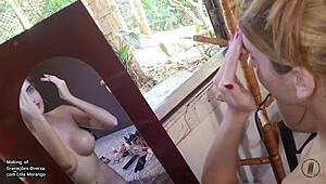 Watching Lola Morango's full spicy shoot in red hot lingerie.