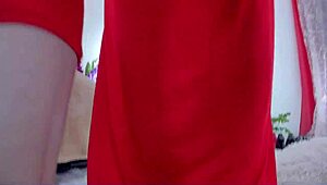 Hot Curvy Milf Dancing and Teasing in Red Dress Upskirt! 😍