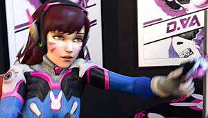 D Va enjoys intense blowjob and ass play with fuckbuddies