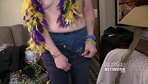 Girls strip naked on Bourbon Street and flash in hotel room. Wild public antics unfold