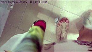 hey, check these sexy feet in the shoe shop, wanna suck them? 😍