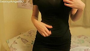 She undresses for my VIP Patreon, showing big tits and masturbating