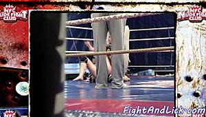 European babes wrestling and licking in boxing ring 😘