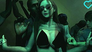 Fucked hot pussy in club group sex animation