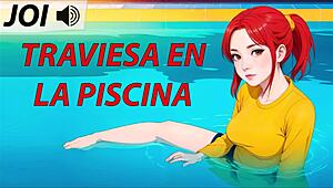 Naughty Hentai Joi Teases at Pool in Spanish