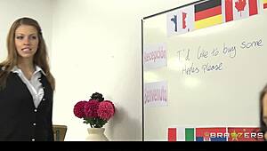 stunning dominant brunette finger-fucks her skinny student to intense orgasm with toys