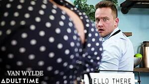 yo, watch this barista slam his big dick into milf Alura Jenson’s thick pussy