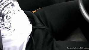 Hot babe, uh, strokin’ a cock while dude’s drivin’, caught on tape!