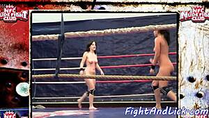 European babes wrestling and licking in boxing ring 😘