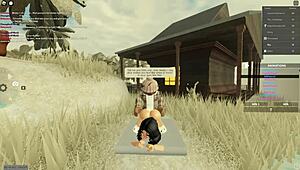 In this Roblox-inspired scene, a Latina whore deepthroats a big black cock before anal riding