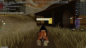 In this Roblox-inspired scene, a Latina whore deepthroats a big black cock before anal riding