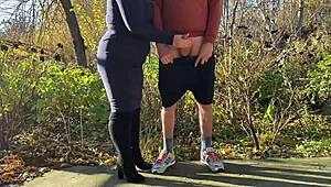 What My Stepson-in-Law Forces Me into with Kinky Nylon Handjob Outdoors