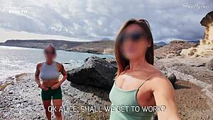 Beach Handjob Turns Wild as I Catch Two Girls Flashing in Parking Lot