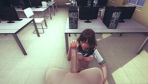 Hentai Uncensored - Sara Uses His Hand And Pussy For Pleasure - Japanese Asian Manga Anime Game Porn