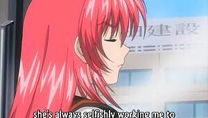 Groping busty step sister's big tits in public train hentai