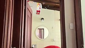 my neighbor is in the bathroom masturbating and getting creampied