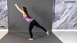 Flexible babe Vera Zachem shows trimmed pussy and big tits