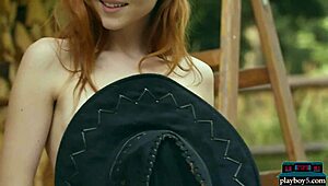 Tiny Teen Model Strips Outdoors