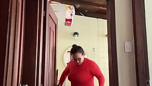 my neighbor is in the bathroom masturbating and getting creampied