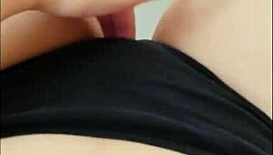 Classic german teen masturbates in black panties during retro softcore session