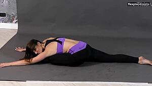 Flexible babe Vera Zachem shows trimmed pussy and big tits