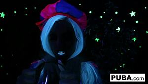 Two Hot Blondes Share Halloween Scare with Big Tits Fucking