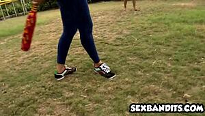 Latina gets fucked hard outside in public!