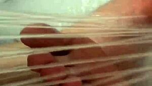 I take off my nylon and take a shower.