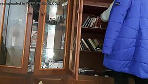 While my classmate searched for a book, I secretly masturbated under covers