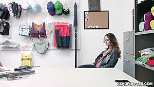 Shoplifter Lily Glee, get fucked hard in the office like a spreadeagle