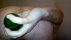 gay guy experiments with a vegetable in the shower