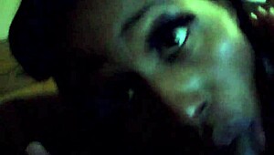 Ebony woman sucking big black cock passionately