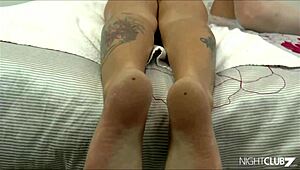 Busty blonde enjoys soothing oil massage by experienced Lacey Starr and Dolly Fox