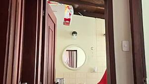 my neighbor is in the bathroom masturbating and getting creampied