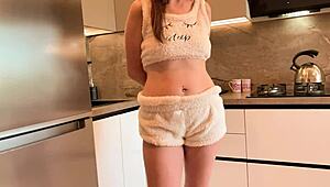 stepfather guides stepdaughter on riding skills in russian homemade clip. she won't flop with her guy.