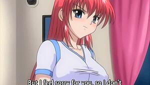 Groping busty step sister's big tits in public train hentai