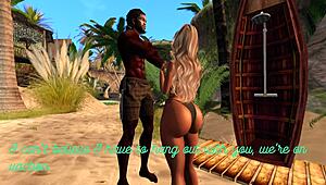black man fucks asian stepsister on the beach in second life