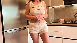 stepfather guides stepdaughter on riding skills in russian homemade clip. she won't flop with her guy.