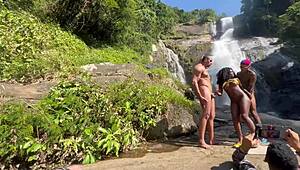 skinny brazilian pretinha 18 gets doggystyle anal by the waterfall in raw amateur outdoor clip. full video on red and cher for big clit action!