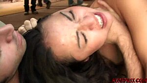 kinky asian amateur sucks cock then fucks outdoors