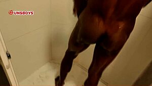 Brazilian straight guy showers at gay friend’s house, curious vibes