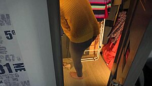 hot secretary in tight jeans teases ass with visible panty line