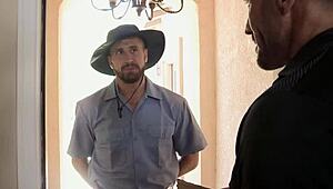 hey, familytwink stepdad and son lure hot delivery guy for rough anal!