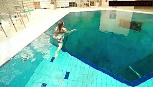 Hairy ginger Polish teen, wanna see her swim naked underwater in the pool?