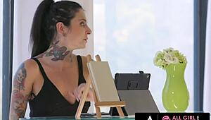 Ebony masseuse craves sexy customer in all-girl massage session