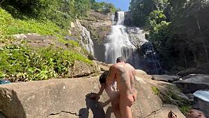 skinny brazilian pretinha 18 gets doggystyle anal by the waterfall in raw amateur outdoor clip. full video on red and cher for big clit action!