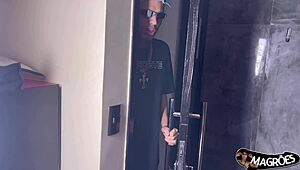 Brazilian twink takes two cocks in his ass at once